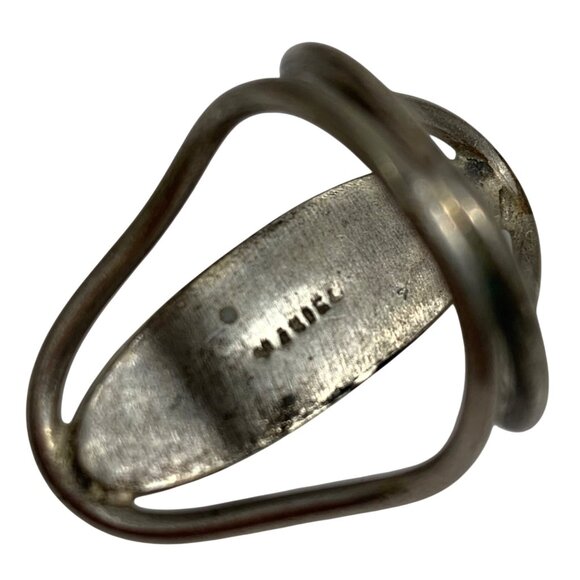 Vintage Mexican Elongated Onyx Sterling Silver Split Band Ring SZ 7, 5.58g - Picture 6 of 6